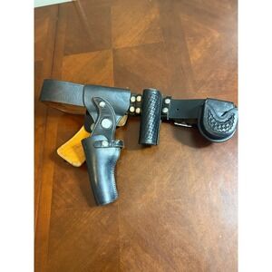 VTG‎ Police Leather Duty Belt Set Safariland Tex Shoemaker Holster Collector Lot
